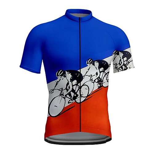 

21Grams Men's Cycling Jersey Short Sleeve Bike Jersey Top with 3 Rear Pockets Mountain Bike MTB Road Bike Cycling Breathable Quick Dry Moisture Wicking Reflective Strips Green Red Blue Graphic