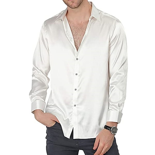

Men's Shirt Solid Color Turndown Party Daily Button-Down Long Sleeve Tops Casual Fashion Comfortable White Black Gray