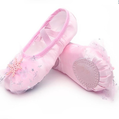 

Women's Ballet Shoes Practice Trainning Dance Shoes Stage Indoor Performance Flat Bowknot Flat Heel Elastic Band Blue Pink / Satin / Girls'