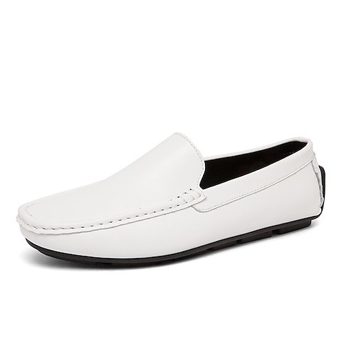 

Men's Loafers & Slip-Ons Moccasin Comfort Shoes Crib Shoes Casual Classic Daily Office & Career Leather Black White Fall Spring