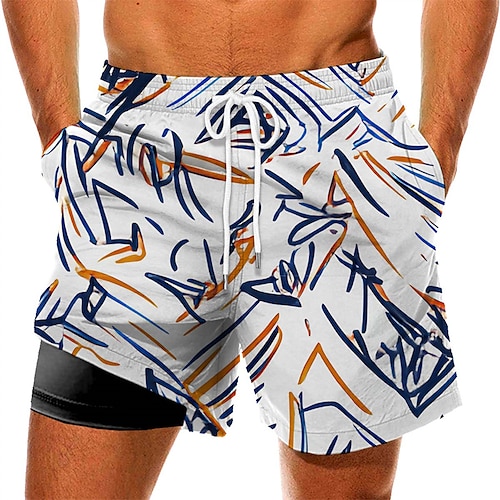 

Herre Badeshorts Hurtigtørkende Surfeshorts Badedrakt Med lommer Kompresjonsforing Snorer Svømming Surfing Strand Vannsport Trykket Sommer