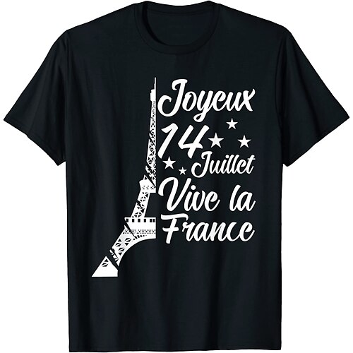 

Inspired by 14 Juillet 2022 Fête Nationale Française Vive La France Tricolore Française T-shirt Souvenir 100% Polyester Anime Classic Street Style T-shirt For Men's / Women's / Couple's