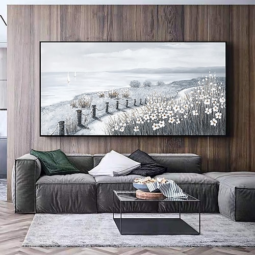 

Handmade Oil Painting Canvas Wall Art Decoration Grey Modern Floral Landscape for Home Decor Rolled Frameless Unstretched Painting