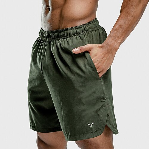 

Men's Running Shorts Gym Shorts Pocket Bottoms Athletic Breathable Quick Dry Moisture Wicking Gym Workout Running Jogging Sportswear Activewear Solid Colored Black Red Military Green / Micro-elastic