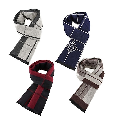 

Men's Scarves Office Daily Wear Vacation Plaid / Striped / Chevron / Round Cotton / Linen Blend Scarves 1 PCS