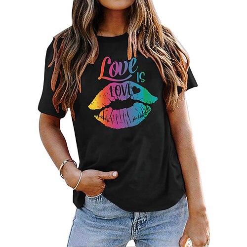 

Women's T shirt Tee Basic Print Simple Basic Round Neck T-shirt Sleeve Stard Summer White Black Dark Red Dark Green Dark Blue