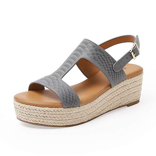 

Women's Sandals Wedge Sandals Espadrilles Wedge Heel Round Toe Open Toe Elegant Casual Daily Office Walking Shoes PU Leather Buckle Spring Summer Solid Colored Camel Black Green