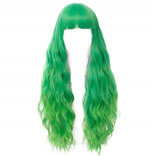 

Amback Ombre Green Seafoam Long Curly Wigs Women Lolita Anime Cosplay Wig