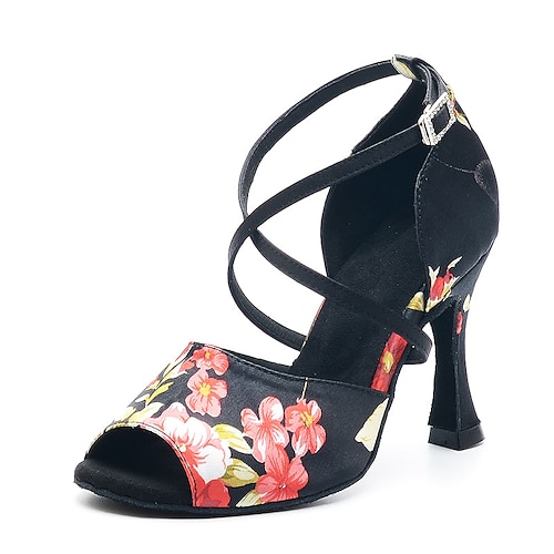 

Mujer Zapatos de Baile Latino Zapatos de danza Interior Profesional chacha Patrón / Estampado Tacones Alto Diseño / Estampado Cosecha Tacón alto Punta abierta Correa cruzada Adulto Negro / Rojo