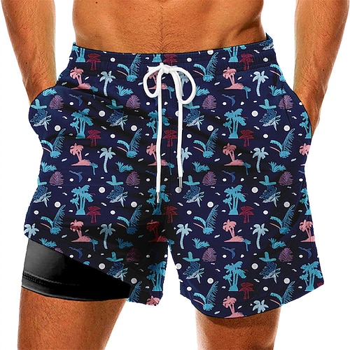 

Men's Swim Trunks Swim Shorts Quick Dry Board Shorts Bathing Suit with Pockets Compression Liner Drawstring Swimming Surfing Beach Water Sports Floral Summer / Stretchy