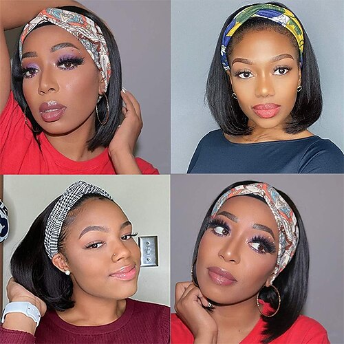 

Straight Bob Headband Wig Human Hair Short Human Hair Wigs For Black Women Machine Made Remy Short Bob Human Hair Wigs