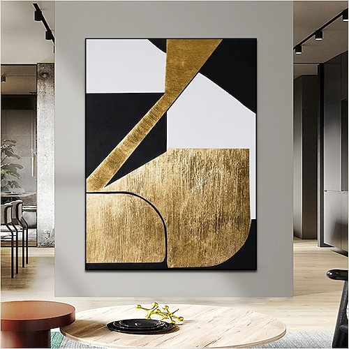 

Handmade Hand Painted Oil Painting Wall Art Gold Black White Abstract Painting Decoration Home Decoration Decor Canvas Paintingfor Living Room