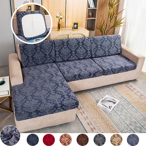 

Stretch Sofa Seat Cushion Cover Slipcover Elastic Couch Armchair Loveseat 4 or 3 Seater Grey Plain Solid Soft Durable Washable