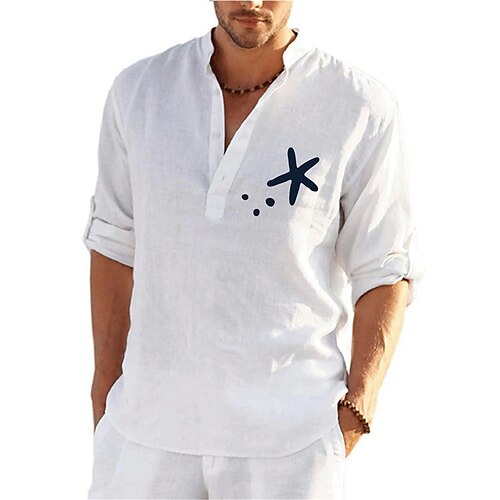 

Men's Shirt Hot Stamping Graphic Graffiti Collar Street Casual Button-Down Print Long Sleeve Tops Designer Casual Fashion Big and Tall White Black Gray / Summer