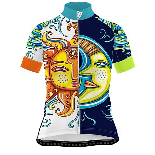 

21Grams Men's Cycling Jersey Short Sleeve Bike Top with 3 Rear Pockets Mountain Bike MTB Road Bike Cycling Breathable Quick Dry Moisture Wicking Reflective Strips Yellow Graphic Polyester Spandex