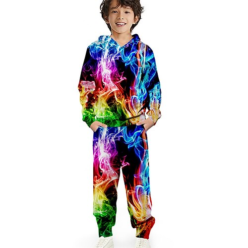 

Kids Boys Hoodie & Pants HoodieSet Clothing Set 2 Pieces Long Sleeve Rainbow Gradient Ramp Print Street Sports Vacation Fashion Comfort Cool Daily 3-12 Years