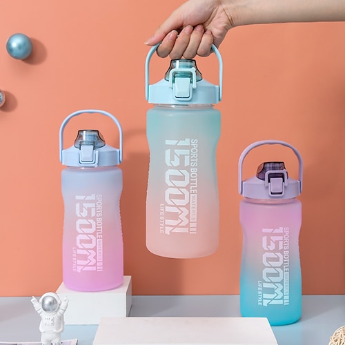 

1.5L Straw Sports Flip Open Water Bottle High-value Outdoor Fitness Cups Color Kettle Matte Gradient Water Cups Back to school