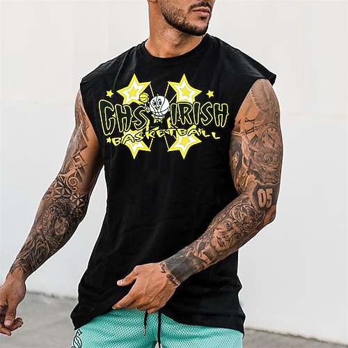 

Men's Unisex T shirt Tee Hot Stamping Graphic Prints Letter Crew Neck Street Daily Print Cap Sleeve Tops Designer Casual Big and Tall Sports Black / Summer