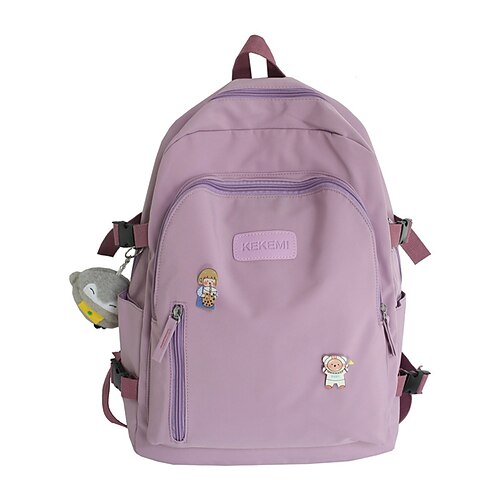 

School Backpack Bookbag Solid Color for Student Boys Girls Water Resistant Wear-Resistant Breathable Nylon School Bag Back Pack Satchel 21.42 inch