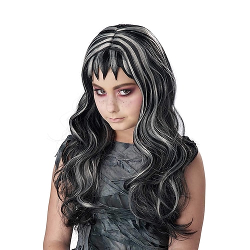 

Vampire Wig s Girls Gothic Streaks Wig Black/Gray Wigs Synthetic Hair Wigs