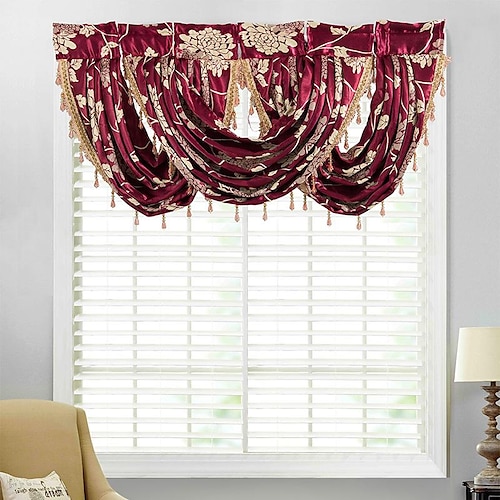 

Valance Curtain Kitchen Luxury Window Valance for Living Room Valance for Bedroom Bathroom Decor Floral Printed Tie Up Valance 1 Panel Rod Pocket