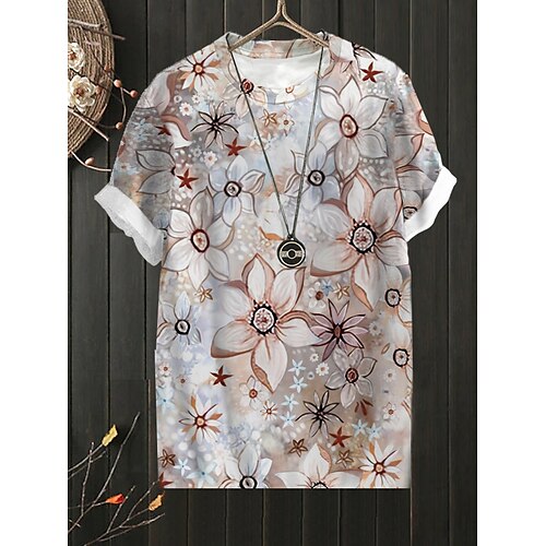 

Women's Plus Size Tops T shirt Tee Floral Print Short Sleeve Crewneck Streetwear Daily Sports Cotton Spandex Jersey Spring Summer Gray