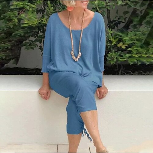 

Per donna loungewear Completi Notturno 2 pezzi Colore puro Comoda Dolce Interni Giornaliero Poliestere Girocollo Manica lunga Inverno Autunno Blu