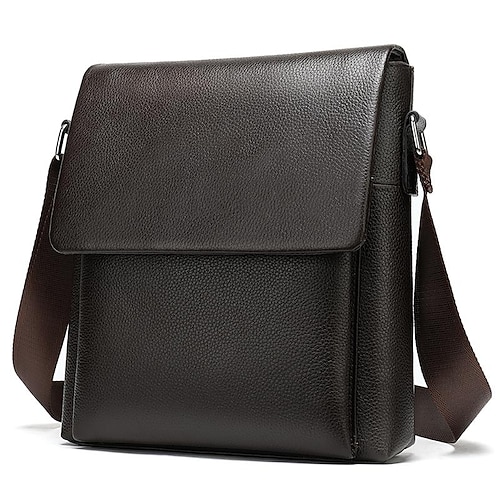 

Men's Sling Bags Crossbody Bag Nappa Leather Cowhide Zipper Daily Black Coffee