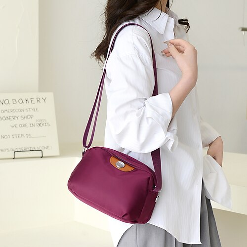 

Women's Unisex Sling Bags Crossbody Bag Shoulder Bag Nylon Synthetic Zipper Solid Color Daily Outdoor Green Black Blue Purple