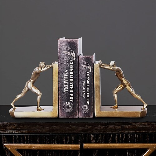 

Desktop Bookends Decorative Holders Human Standing Pushing Separator for Office Home Desk Table