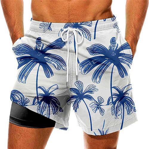 

Men's Swim Trunks Swim Shorts Quick Dry Board Shorts Bathing Suit Compression Liner with Pockets Drawstring Swimming Surfing Beach Water Sports Tropical Printed Spring Summer