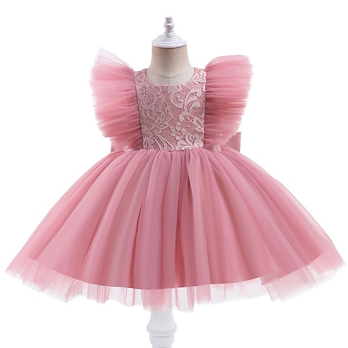 

Enfants Fille Robe Floral Couleur Pleine Manche Courte Soirée Robe de baptême Ruché Maille Le style mignon Princesse Polyester Mi-long Robe Trapèze Robe en Tulle Eté Printemps 2-6 ans Jaune Rose