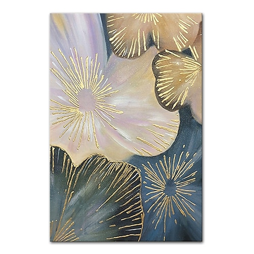 

Mintura Handmade Gold Flower Oil Painting On Canvas Wall Art Decoration Modern Abstract Landscape Picture For Home Decor Rolled Frameless Unstretched Painting