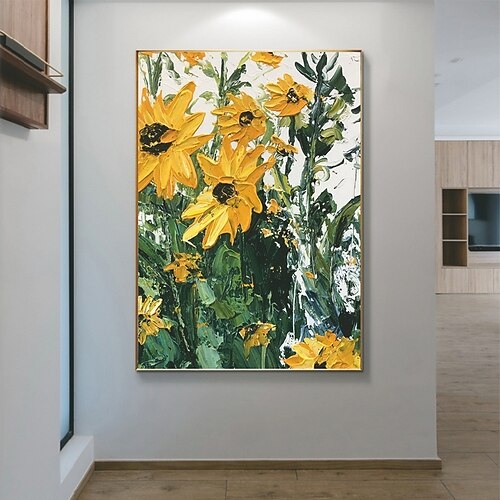 

Handmade Hand Painted Oil Painting Wall Art Sunflower Canvas Art Home Decoration Decor Rolled Canvas No Frame Unstretched