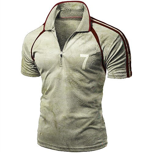 

Men's Collar Polo Shirt Golf Shirt Text Turndown Army Green 3D Print Casual Daily Short Sleeve Zipper Clothing Apparel Sports Fashion Casual Comfortable