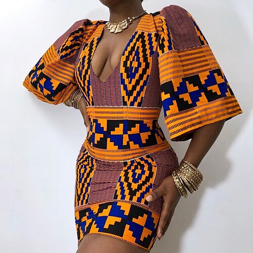 

Main Actress Adults Women's African Print Kitenge Boho Dress Modern African Outfits For Party Polyester Masquerade Dress