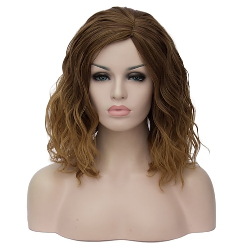 

Women Girls Short Curly Bob Wavy Wig Body Wave Halloween Cosplay Daily Party Wigs