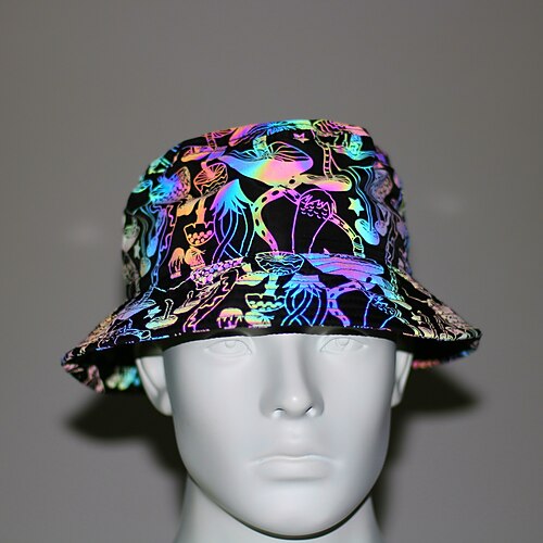 

Fashion Outdoor Colorful Reflective Fisherman Hat European and American Men's and Women's Nightclub Hip-hop Luminous Basin Hat Sun Hat