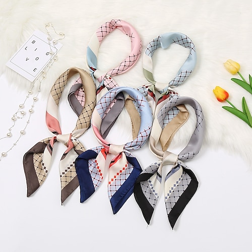 

1pcs Imitation Silk Hair Scarf Print Lady Neck Square Scarves Head Wraps For Women Bandana Shawls Female Kerchief Fashion Foulard 7070cm