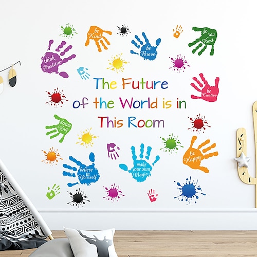 

Back to School Color English Letters Hand Print Color Block Classroom Background Decoration Sticker