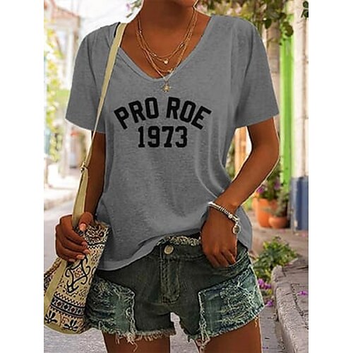 

Women's Vote Ruthless Pro Roe 1973 Feminist Daily T shirt Tee Short Sleeve Print Round Neck Basic Essential Tops Gray S