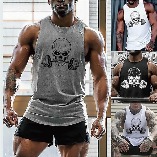 

Herren Tank Top Shirt Unterhemden Ärmelloses Hemd Totenkopf Motiv Grafik-Drucke Rundhalsausschnitt Heißprägen Übergröße Outdoor Täglich Ärmellos Bedruckt Bekleidung Modisch Hawaiianisch Designer