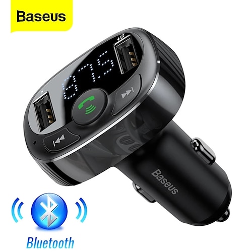 

Baseus FM Transmitter Bluetooth Compatible Hands Free Car Kit for Mobile Phone MP3 Player with 3.4A Dual USB Car Phone Charger