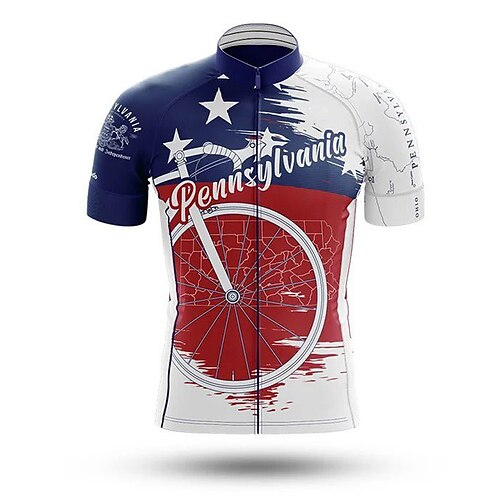 

21Grams Men's Cycling Jersey Short Sleeve Bike Jersey Top with 3 Rear Pockets Mountain Bike MTB Road Bike Cycling Breathable Quick Dry Moisture Wicking Reflective Strips Red Graphic Polyester Spandex