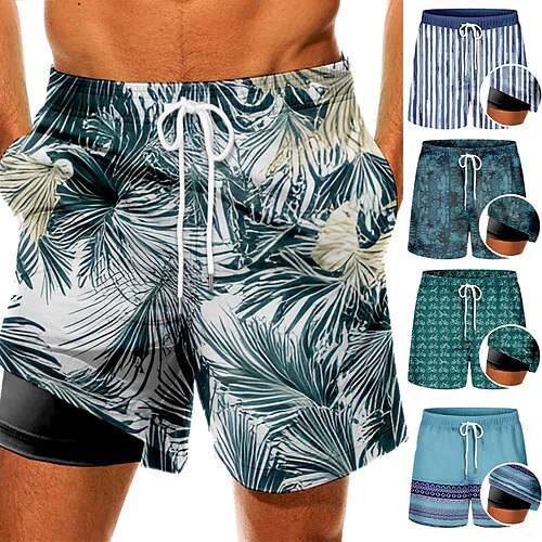 

Herre Badeshorts Surf shorts Hurtigtørrende Surf shorts Badedragt Med lommer Kompressionsforing Snørelukning Svømning Surfing Strand Vandsport Blomster Forår Sommer