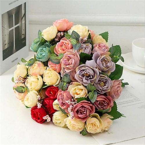 

10 Heads of Silk cloth Imitation Rose Bud Bouquet Wedding Decoration 32cm/13""
