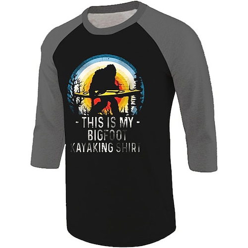 

Men's Unisex T shirt Tee 3D Print Color Block Graphic Prints Letter Crew Neck Street Daily Patchwork Print 3/4-Length Sleeve Tops Designer Basic Casual Big and Tall Green Black Blue