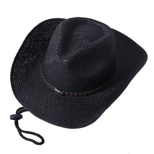 

1pcs New Design Western Cowboy Straw Hat Big Wide Brim Women Men Summer Beach Straw Hats Panama Cowgirl Jazz Sun Caps