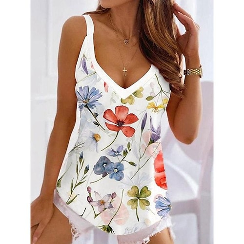 

Women's Clothing New V-Neck Printed Suspender Top