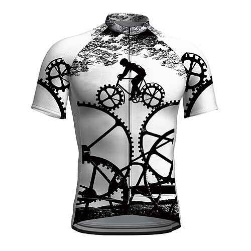 

21Grams Men's Cycling Jersey Short Sleeve Bike Top with 3 Rear Pockets Mountain Bike MTB Road Bike Cycling Breathable Quick Dry Moisture Wicking Reflective Strips White Gear Polyester Spandex Sports